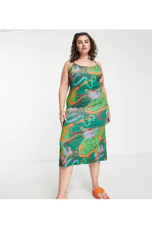 COLLUSION Plus butterfly print cami midi dress in