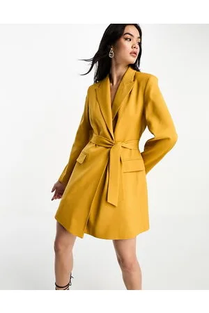 & OTHER STORIES Wool blend tie waist blazer mini dress in mustard
