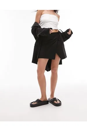 Topshop Bengaline wrap mini skirt in
