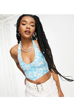 ASOS Petite scarf hem neck halter top in hawaiian print