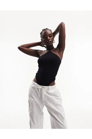 ASOS Strappy halter neck bodysuit in rib in