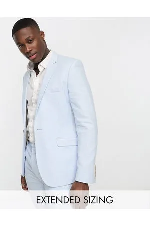 ASOS Super skinny suit jacket in linen mix in puppytooth check in