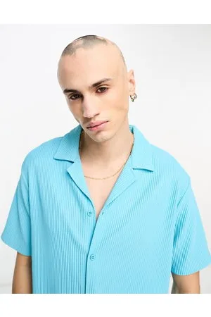 River Island Short sleeve plisse shirt in