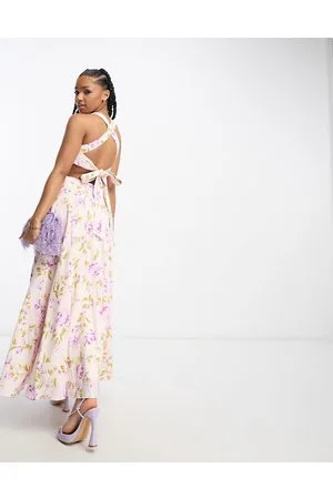 Forever New Halter neck open back maxi dress in lilac floral
