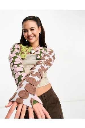 The Ragged Priest Y2K cropped cardigan in textured bubble knit