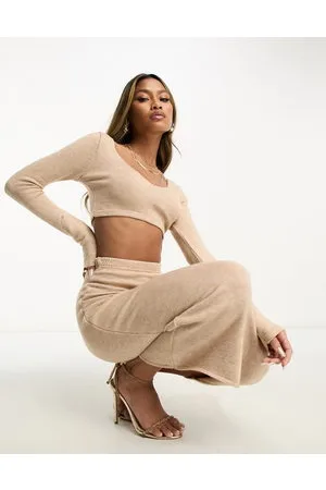 I saw it first Knitted crop top co-ord oatmeal