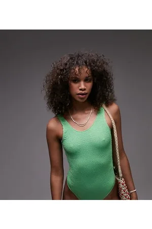Topshop Scoop back crinkle swimsuit in