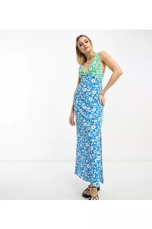ASOS Dame Bodycon kjoler - ASOS DESIGN Tall open back slip midi dress in mixed prints