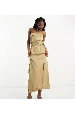 COLLUSION Bandeau utility midi dress in