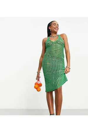 COLLUSION Crochet scoop neck maxi beach dress in
