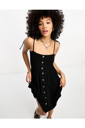 ONLY Shirred detail button down mini dress in