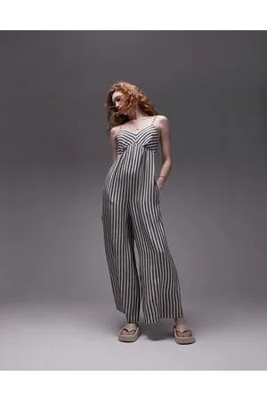 Topshop Stripe linen jumpsuit in