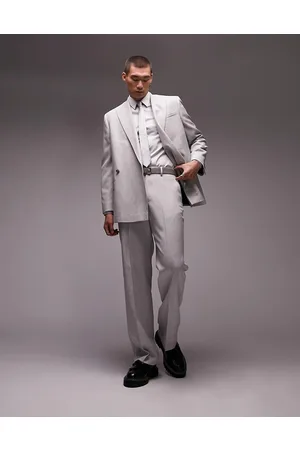 Topman Wide leg brushed wedding suit trousers in