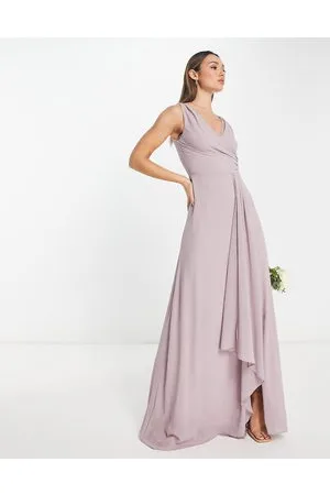 TFNC Bridesmaid chiffon maxi dress with split front in
