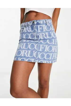 Fiorucci Monogram denim mini skirt in light vintage