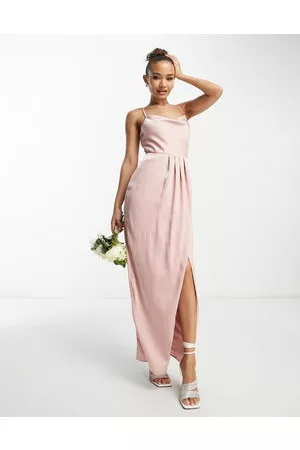 TFNC Bridesmaid satin maxi dress in