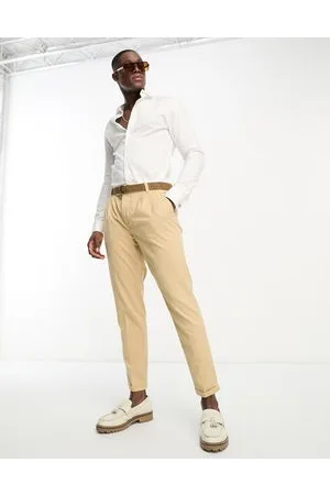 New Look Double pleat front smart trousers in stone