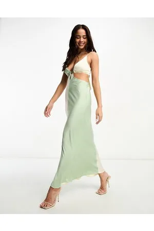 The Frolic Cami midi dress with ring detail in pastel colourblock