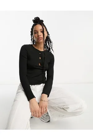 Urban Threads Cut out front ribbed top co-ord in
