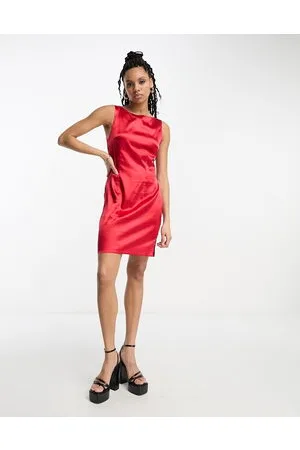 Urban Threads Satin mini dress with slit in
