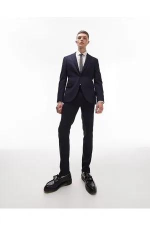 Topman Stretch super skinny textured suit trousers in