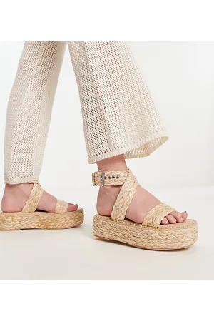 Raid Crystal flatform sandals in natural raffia