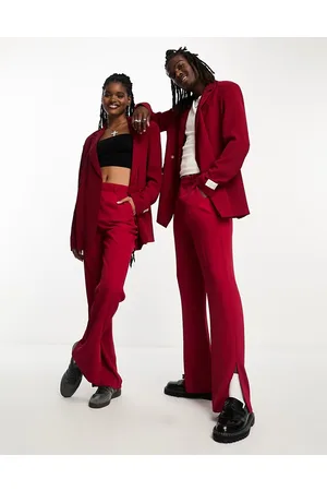 IIQUAL Unisex tailored trousers co-ord in wine