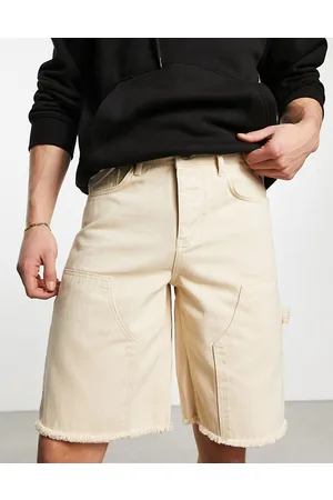 Sixth June Carpenter denim shorts in beige