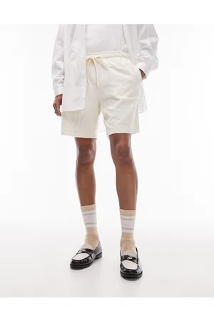 Topman Patterned towelling short in ecru