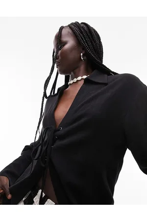 Topshop Co-ord long sleeve tie up top in