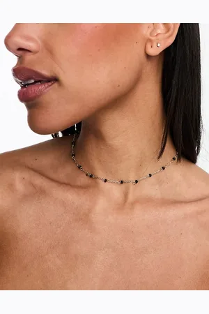 ASOS Short necklace with black stone design in gold tone