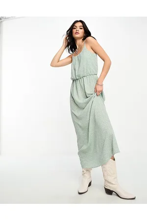 ONLY Ruched out maxi dress in spot