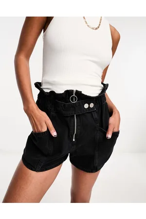 River Island Paperbag denim short with seam detail in