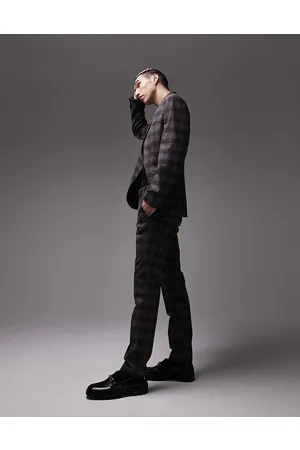 Topman Skinny fabric interest check suit trousers in