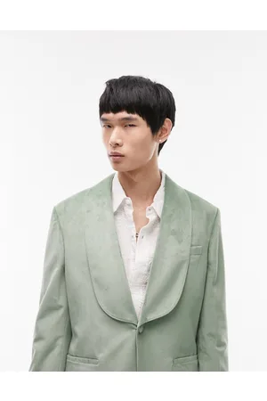 Topman Single breasted skinny shawl collar velvet blazer in