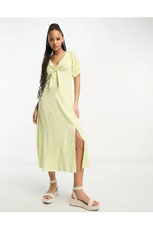 New Look Keyhole tie front midi dress in zebra print