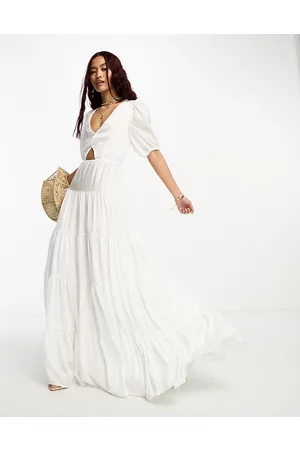 Style Cheat Cut-out maxi dress with puff sleeves in