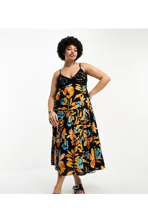 River Island Tiered maxi beach dress in tropical print
