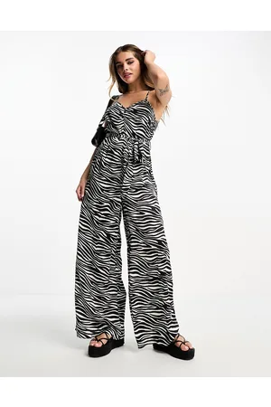 Influence Cami strap wide leg jumpsuit in monochrome zebra print