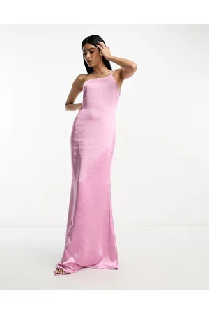 Pretty Lavish Bridesmaid Amelia one shoulder satin maxi dress in mauve