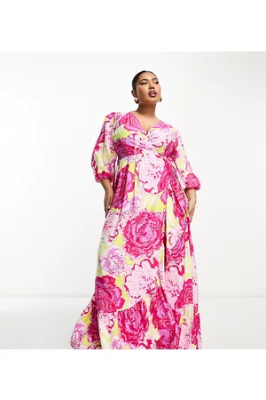 Something New Wrap maxi dress in neon rose print