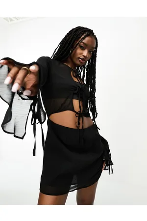 SNDYS X Molly King cut out detail long sleeve mini dress in