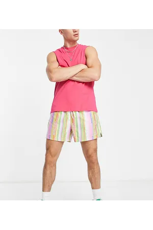 COLLUSION Branded stripe longer length swim short