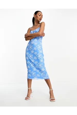 Glamorous Ruched bust cami midi dress in scribble