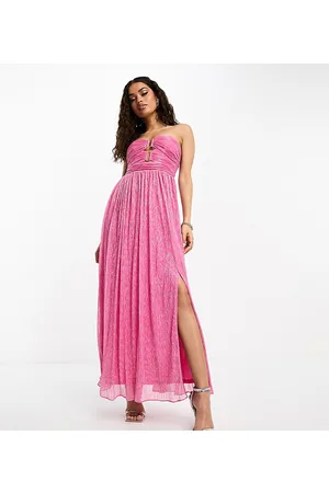 Forever New Strapless bust detail plisse maxi dress in