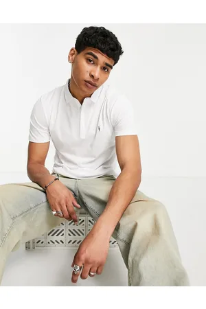 AllSaints Brace brushed cotton polo in optic