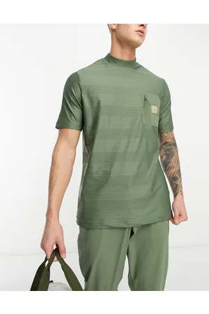 adidas Adicross high neck pocket t-shirt in textured stripe