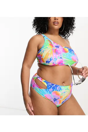Simply Be Aysemetric cut out bikini bottoms in floral