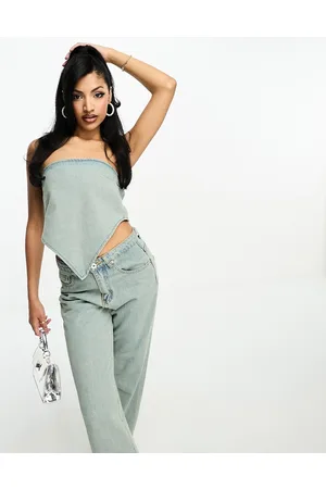 FAE Denim hankerchief top co-ord in dirty bleach