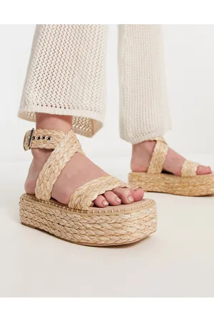 Raid Crystal flatform sandals in natural raffia